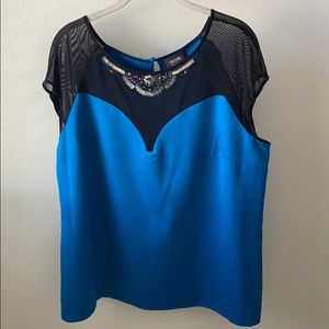 Nicole Miller Teal Beaded Blouse